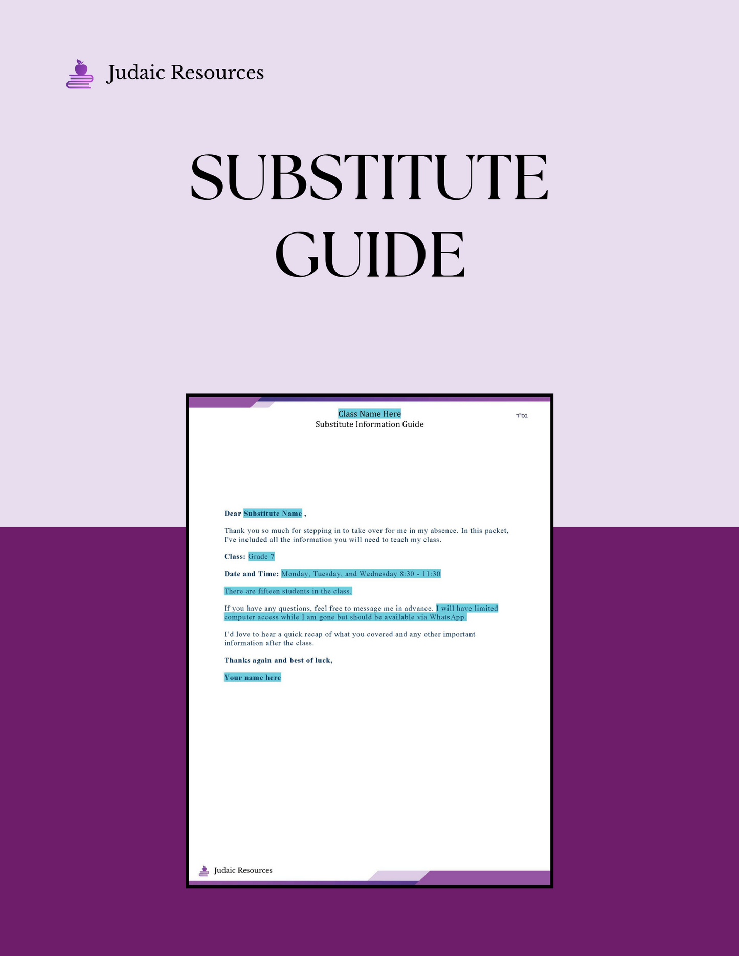 Substitute Packet - Editable