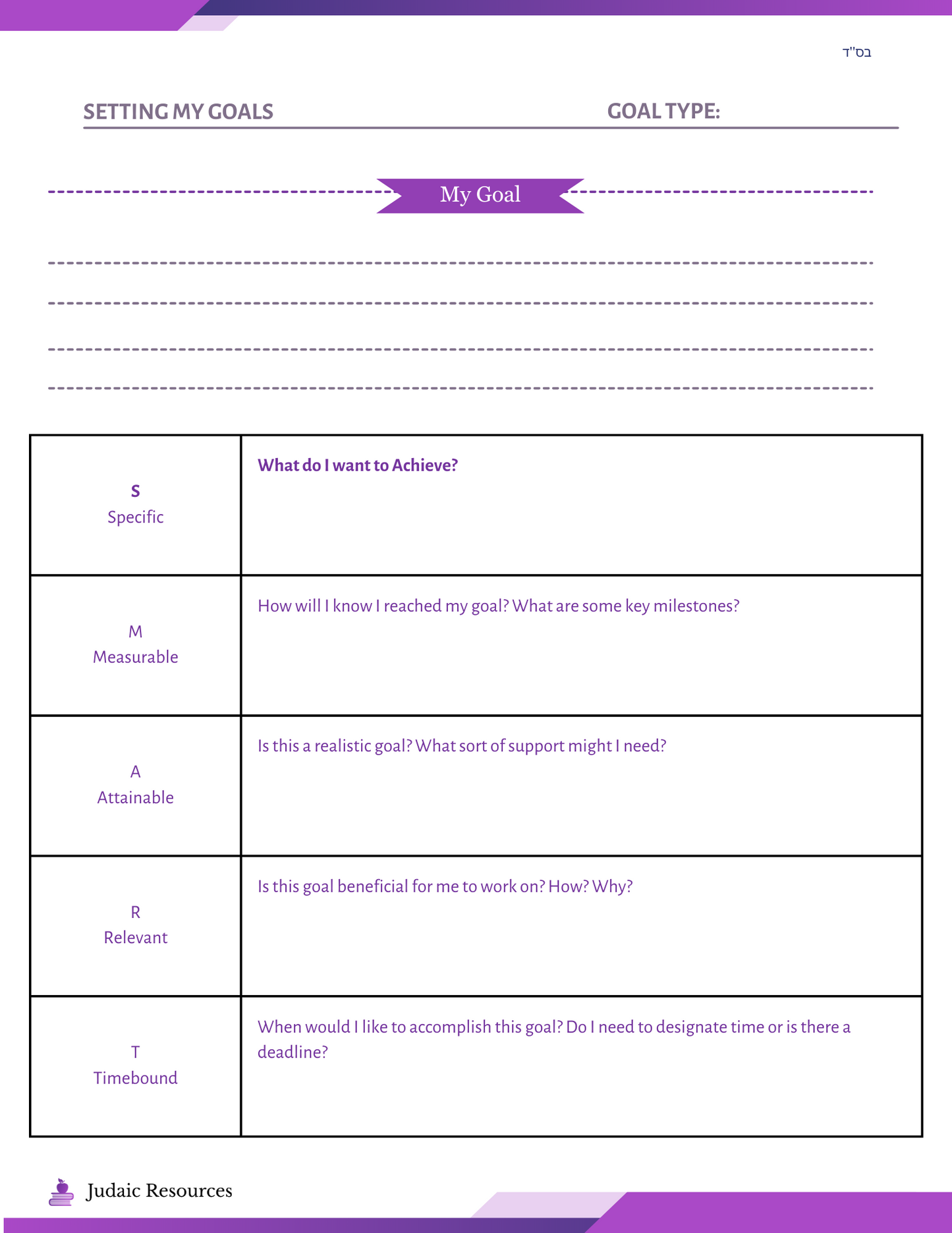 Goals and Planning Sheets