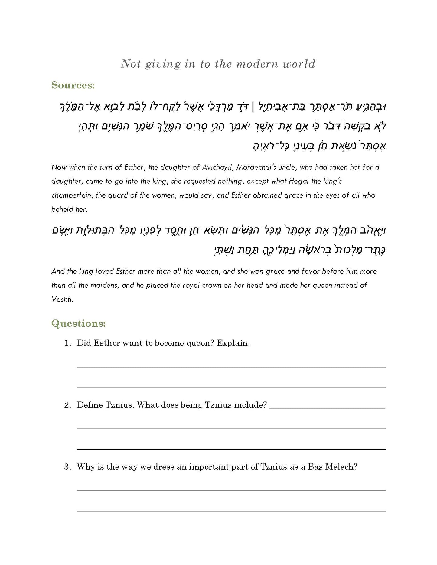 Jewish Women Camper Workbook