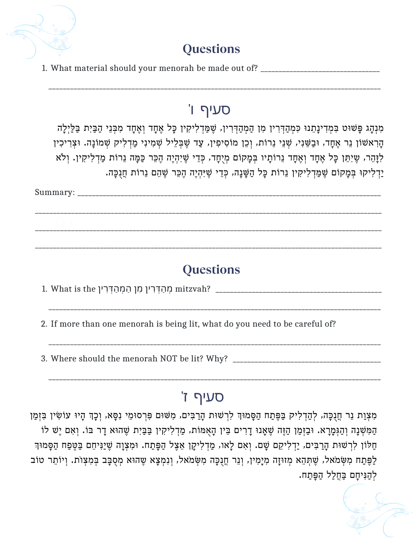 Hilchos Chanukah