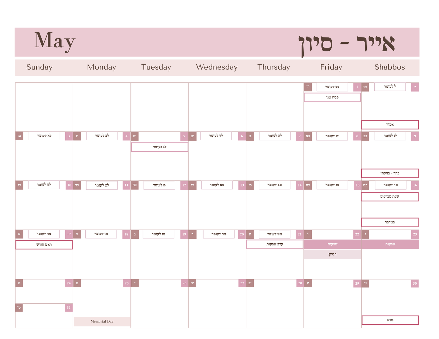 Chabad Teacher Planner *Printed*