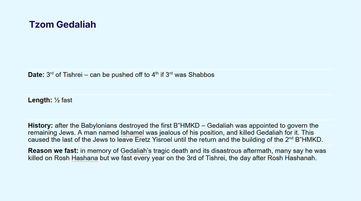 The Jewish Calendar - Yedios Klalios