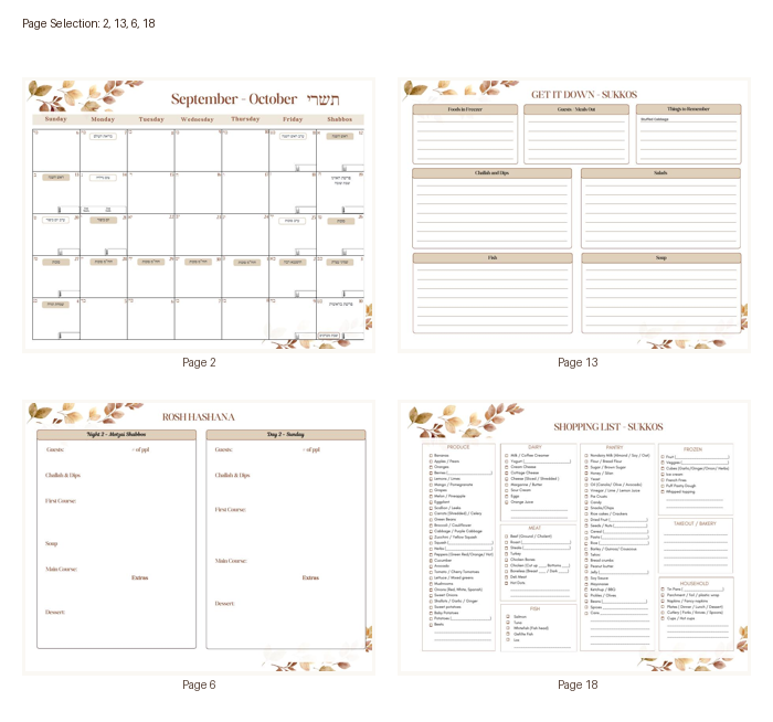 Tishrei Menu Planner