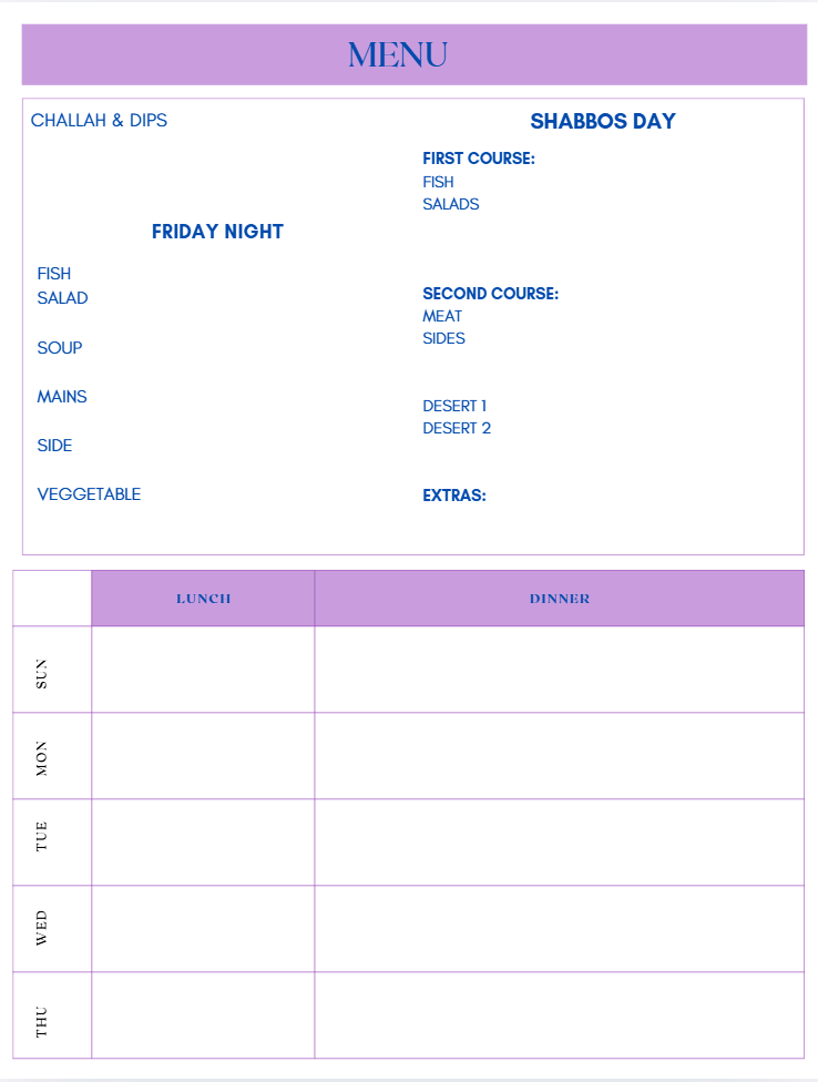 Meal Planning Printable