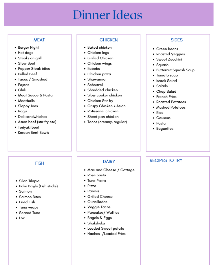 Meal Planning Printable