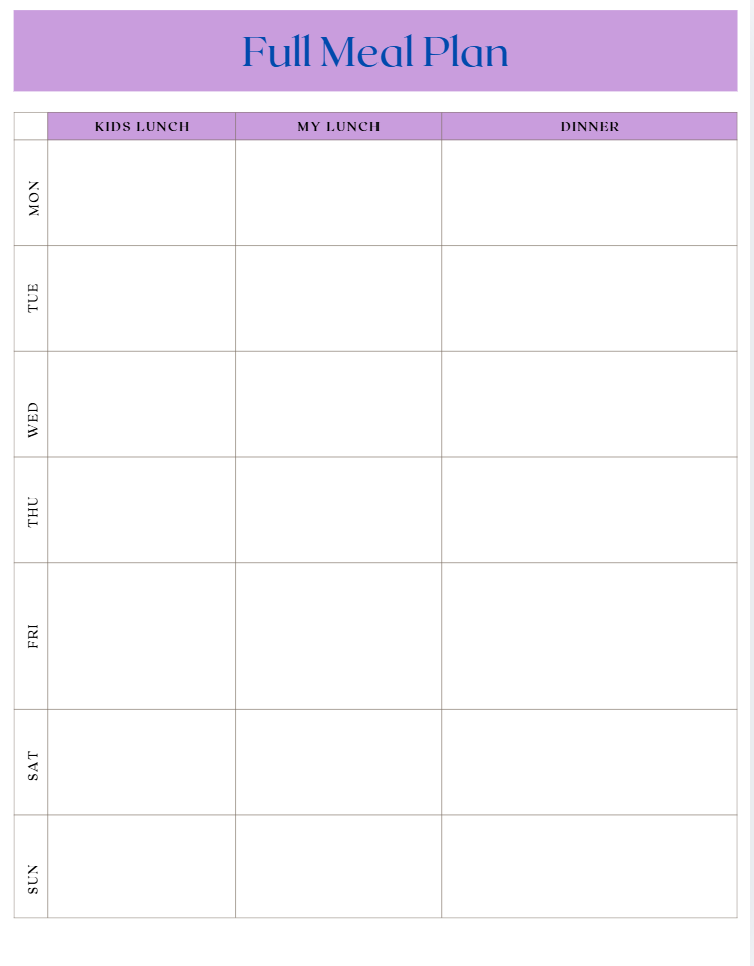 Meal Planning Printable