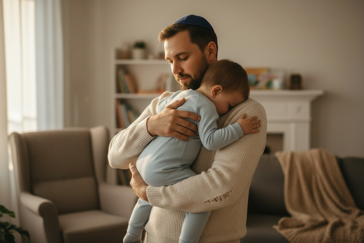 a father comforting his child
