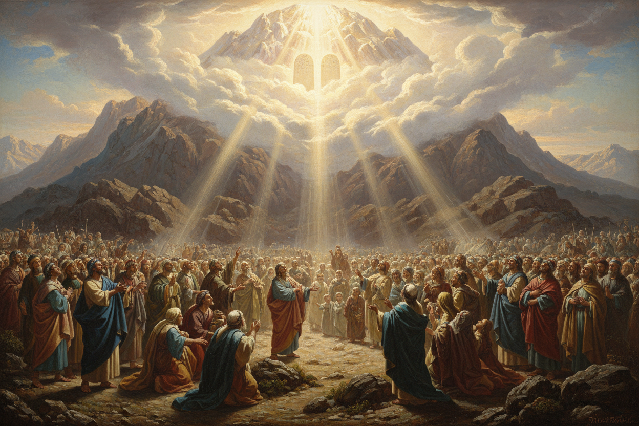 a picture of the jews getting the torah